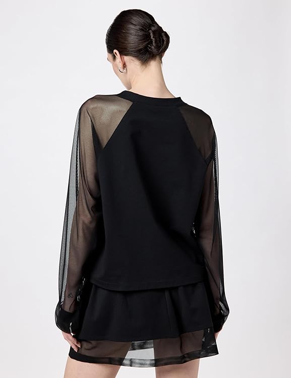 Norma Kamali Womens Oversized Raglan Sleeve Top W/Mesh