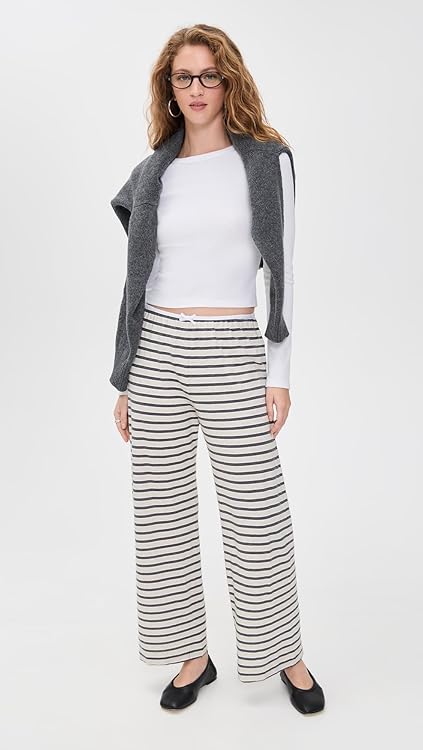 DONNI. Women's The Stripe Jersey Bow Simple Pants
