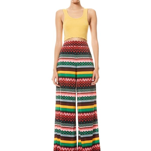 Alice + Olivia Multi Athena High Waisted Geo Wide Leg Pants Size 6