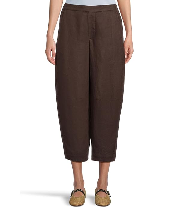 Madewell Women's Barrel Flat Front E-Back Linen Pull-on in Charred Oak