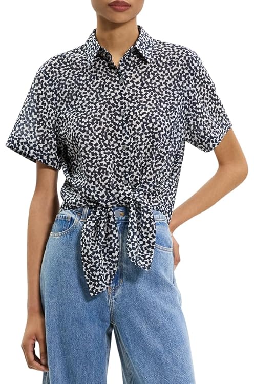 Theory Women's Tie Front Ss Bl