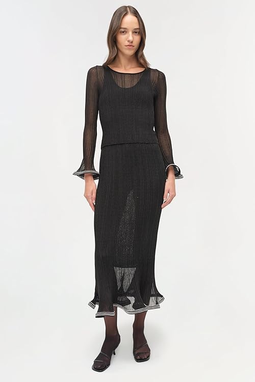 Brighton Metallic Plisse Midi Skirt