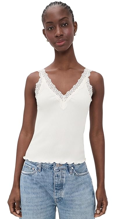 Madewell Women's Lace-Trim Ribbed Tank Top