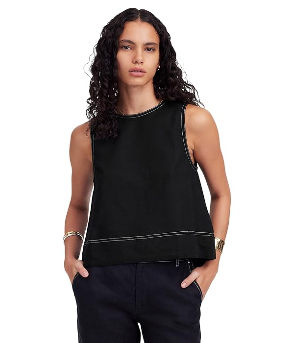 Madewell Women's Embroidered Shell Top in 100% Linen
