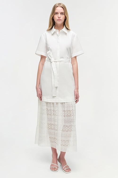 Jenner Lace Midi Shirt Dress