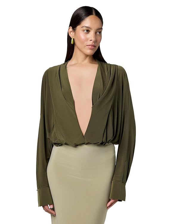 Norma Kamali Women's Hooded Super Oversized Bf Nk Shirt Bodysuit