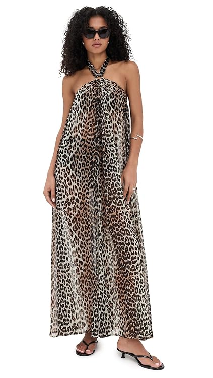 Ganni Women's Light Chiffon Halterneck Dress