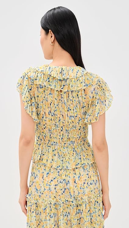 Ulla Johnson Women's Athene Short Sleeve Silk Top