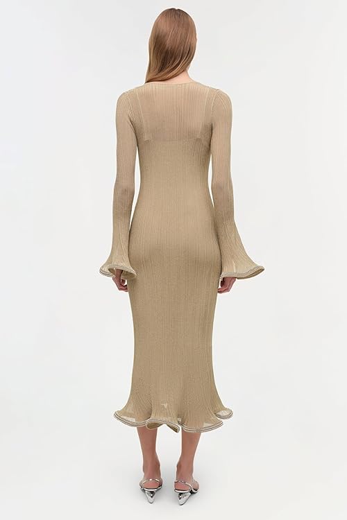 Chessie Metallic Plisse Midi Dress