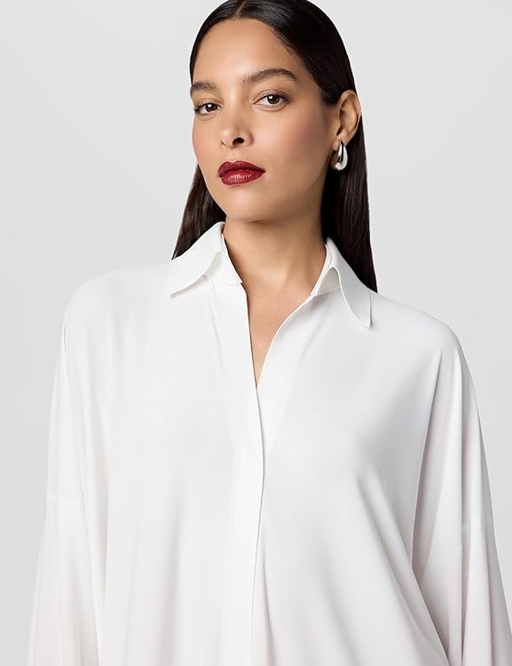 Norma Kamali Women's Oversized Boyfriend Nk Shirt Dress W/Collar Stand