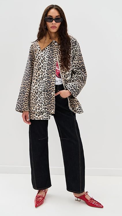 Ganni Women's Printed Canvas Midi Jacket