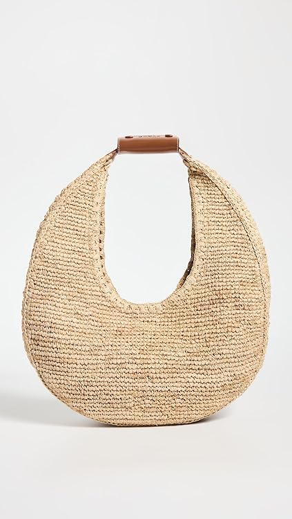 STAUD Women's Large Raffia Moon Tote Bag