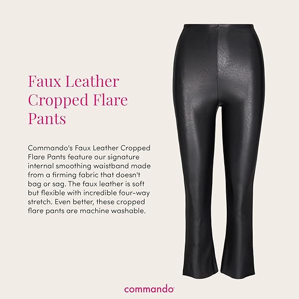 commando - Faux Leather Cropped Flare Leggings | High-Rise, Raw-Cut Hem | Sculpting Yet Flexible & Soft | Machine Washable