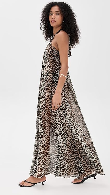 Ganni Women's Light Chiffon Halterneck Dress