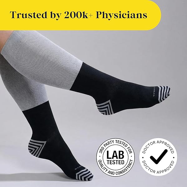 Comrad Premium Cotton Knee High Socks - 15-20mmHg Graduated Compression Socks - Soft & Breathable, Unisex