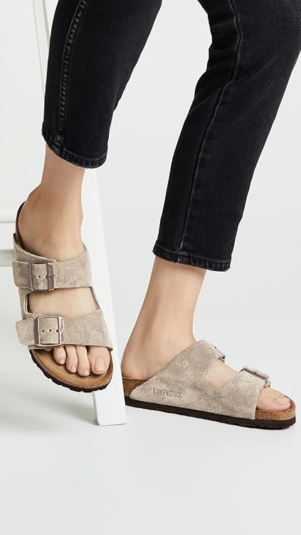 Birkenstock Arizona Soft Footbed Taupe Suede Narrow Width - EU Size 36 / Women's US Size 5-5.5
