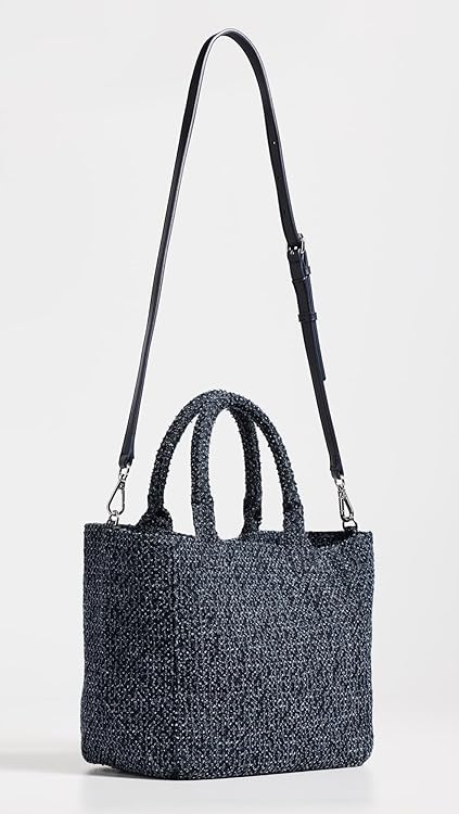 Ganni Women's Small Trapeze Shopper Bear Tweed Denim Tote