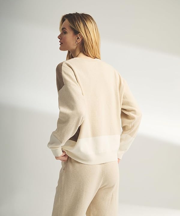 NAADAM Women's Cafe Cotton Cashmere Colorblock Sweatshirt