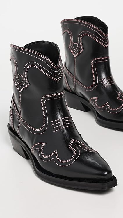 Ganni Women's Low Shaft Embroidered Western Boots