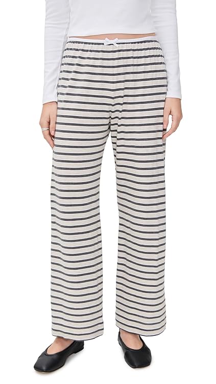 DONNI. Women's The Stripe Jersey Bow Simple Pants