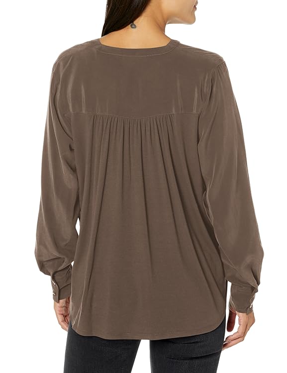 Splendid Womens Alessandra Silk Long Sleeve Button Up Shirt