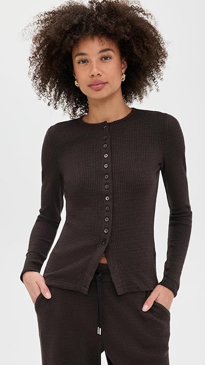 Madewell Womens Joan Crewneck Waffle Top