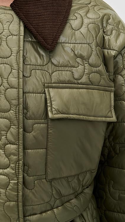 Ganni Women's Shiny Quilted Midi Flare Jacket