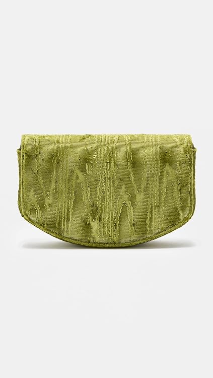 Ganni Women's Lulu Wallet On Chain Velvet Moire, Spinach Green, One Size