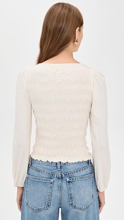 Madewell Women's Smocked Boat Neck Top