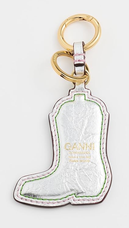 Ganni Women's Western Boot Key Ring Metallic