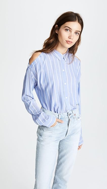Rails Women's Josephine Button Down Shirt, White Stripe, Large