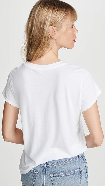 Splendid Women's Short Sleeve V-Neck T-Shirt, White, Large