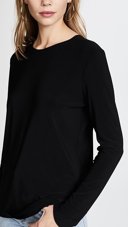 Norma Kamali Women's Long Sleeve Crew Top