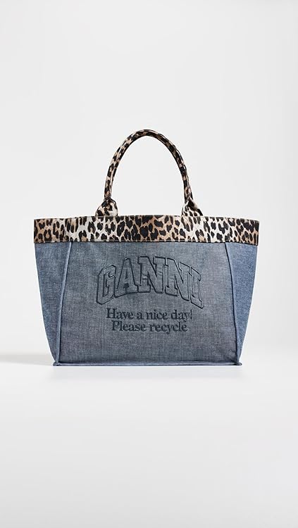 Ganni Women's Medium Trapeze Shopper Flock Reversible Tote