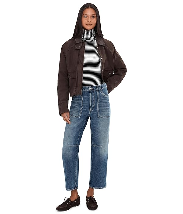 Madewell Women's Stripe Coverstitch Turtleneck Drapey Ray