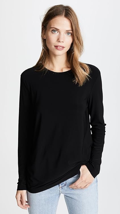 Norma Kamali Women's Long Sleeve Crew Top