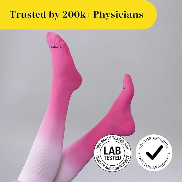 Comrad Nylon Knee High Socks - 20-30mmHg Firm Compression Socks - Soft & Breathable Support Socks