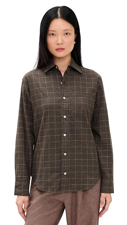 DONNI. Women's The Flannel Elbow Patch Shirt