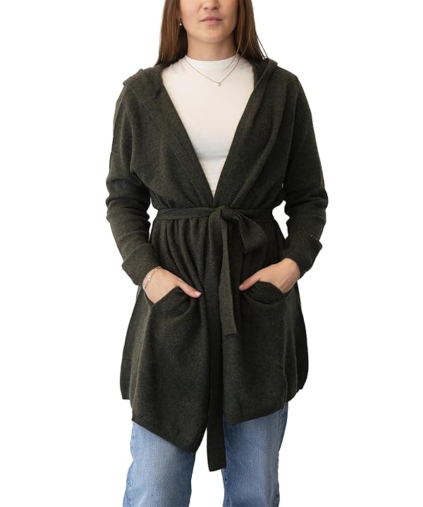 NAADAM Women's Naadam Soft Hooded Cardigan with Belt