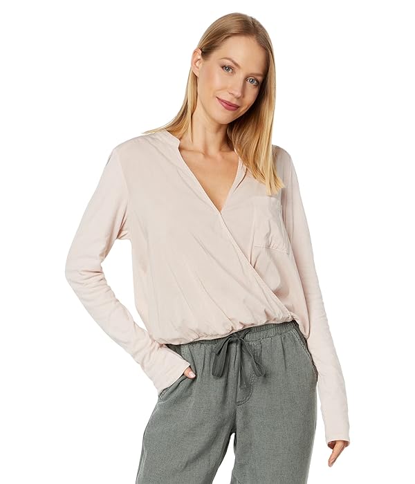 Splendid Women's Long Sleeve Paige Surplice Blouse Shirt