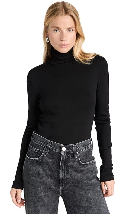 Splendid Women's 1x1 Rib Classic Long Sleeve Turtleneck Top