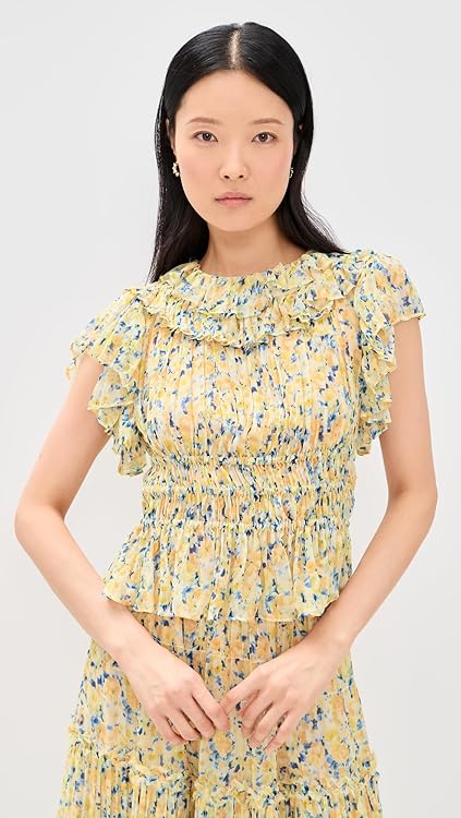 Ulla Johnson Women's Athene Short Sleeve Silk Top