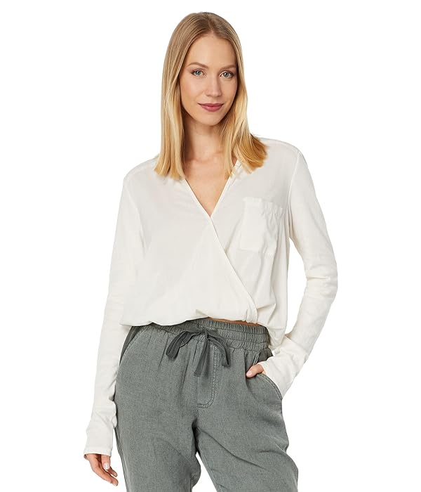 Splendid Women's Long Sleeve Paige Surplice Blouse Shirt