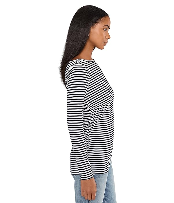 Madewell Women's Side Ruched Slub Long Sleeve Stripe