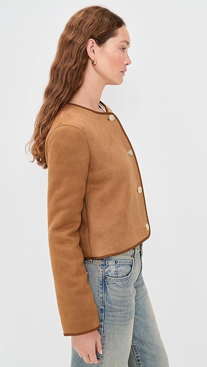 alice + olivia Women's Alma Faux Suede Teddy Jacket