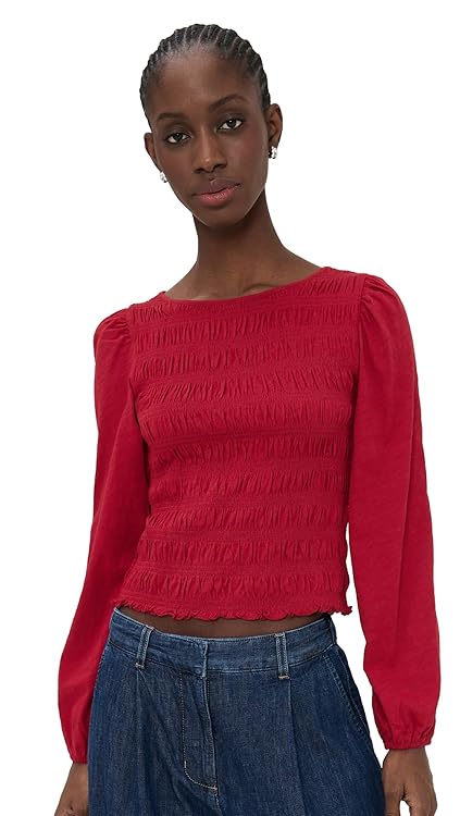 Madewell Women's Smocked Boat Neck Top