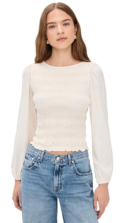Madewell Women's Smocked Boat Neck Top