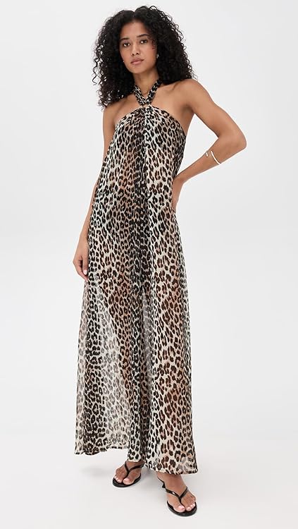 Ganni Women's Light Chiffon Halterneck Dress
