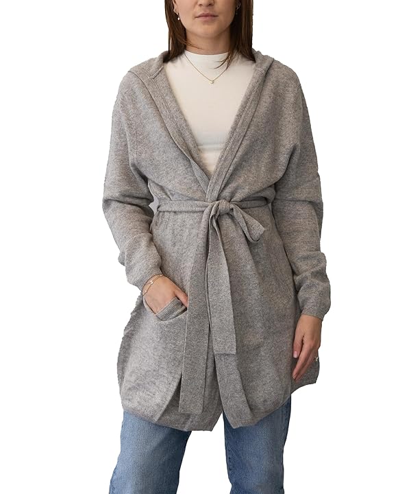 NAADAM Women's Naadam Soft Hooded Cardigan with Belt