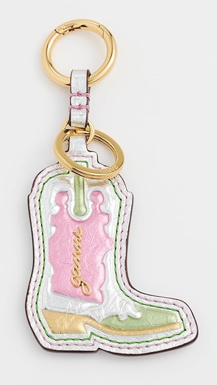 Ganni Women's Western Boot Key Ring Metallic